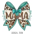 Pegatina transferencia térmica lazo leopardo día de la madre para ropa, 22X21,7cm - Lazo Floral de Leopardo (DF0317)