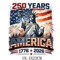 Independence Day heat transfer decal with Statue of Liberty and US flag 19.4x22cm - Statue of Liberty Fireworks Celebration Design (DF0653)