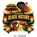 Juneteenth Black History heat transfer sticker with African theme 21.7x22cm - Celebrating Black History Female Image (DF1195)