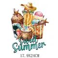Autocollant de transfert thermique Sweet Summer avec glaces et boissons colorées, 17.9x24cm - 17.9X24CM