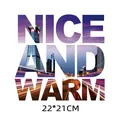 Transfert thermique autocollant NICE AND WARM design ville pour vêtements, taille 22x21cm - Lettres de Nuit de la Ville Chaude (DH0305)