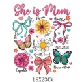 Mother's Day floral butterfly heat transfer sticker patch for DIY T-shirt 19x23cm design - She is Mom Strong Beautiful Pattern (DF0436)