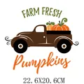 Cartoon thanksgiving pumpkin truck heat transfer vinyl patch for clothes 22.6x20.6cm - Large Farm Fresh Pumpkin Truck (DH1146)
