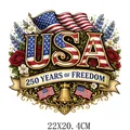 Patriotic USA Independence Day iron-on heat transfer decal size 22x20.4cm for clothing - USA Voice of Freedom Floral Design (DF0655)