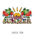 Autocollant de transfert thermique fruits d'été avec imprimé léopard et tie-dye - 24x13.7cm