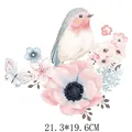 Watercolor floral bird and butterfly heat transfer vinyl decal sticker 21.3x19.6cm size - 21.3x19.6cm / Watercolor Bird Butterfly (DH0457)