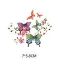 Patch de transfert thermique papillon et fleur aquarelle pour vêtements DIY, 7x5.8cm. - 7x5.8cm