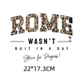 Patch thermocollant Rome wasn't built in a day léopard, 22x17.3cm pour personnalisation DIY - Rome n'a pas été Construite Léopard (DH0244)