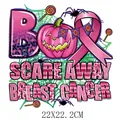 Pink ribbon Halloween breast cancer awareness iron-on heat transfer decal 22x22cm - 22x22.2cm