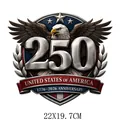 250th Independence Day anniversary heat transfer sticker with eagle and shield design - Metal Shield Eagle Style (DS1282)