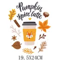 Autumn pumpkin spice latte heat transfer decal with fox and fallen leaves 19.5x24cm - Large Pumpkin Spice Latte Fox (DH1144)