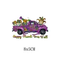 Mardi Gras carnival truck heat transfer patch for clothing, 8x5cm size - Purple Pickup Truck Style (AT0294)