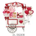 Watercolor Valentine's Day love cart heat transfer sticker for clothes DIY, 21.5x22cm - Heart Dessert Cart Style (DH1231) / 21.5x22cm
