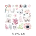 Watercolor floral bird and butterfly heat transfer sticker sheet for clothes, 6.5x6.4cm - 6.5x6.4cm / Mini Floral Bird Sticker (AT0828)