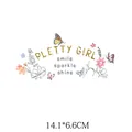 Autocollant transfert thermique papillon et fleur Pletty Girl, taille 14.1x6.6cm. - 14.1x6.6cm