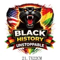 Unstoppable Black History heat transfer patch with roaring black panther design - Black History Unstoppable Black Panther (DF1198)