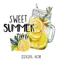 Autocollant transfert thermique limonade Sweet Summer Time pour t-shirts et sacs - 22x20.4cm