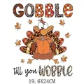 Autocollant de transfert thermique dinde de Thanksgiving pour décoration de vêtements - 19.6x24cm