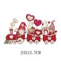 Valentine's Day gnomes on train heat transfer decal sticker 24x13.7cm size detail - Gnome Heart Train Style (DH1247) / 24x13.7cm