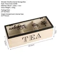 Minimalist wood and iron storage box with 3 compartments and glass lid. (85 chars) - 3-Compartment HOME Wood Box / Natural Wood Color