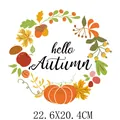 Hello Autumn wreath heat transfer decal sticker for Thanksgiving clothing decoration - Large Hello Autumn Pumpkin Wreath (DH1142)