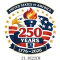 USA 250th anniversary patriotic heat transfer sticker with eagle and flag design 22cm - Golden Stars Anniversary Style (DS1284)