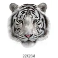 Vivid white tiger head heat transfer vinyl sticker for clothing and bag decoration - 22x23cm