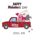 Valentine's Day heat transfer sticker with red truck and cute gnomes graphic design - Gnome Red Truck Style (DH1246) / 22X21.2CM