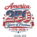 America 250 Years of Freedom heat transfer decal for Independence Day clothing, 22cm - 250th Anniversary Stars and Stripes Number Design (DF0661)