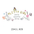 Autocollant thermocollant fleurs et papillons avec texte Pretty Girl, 25x11.8cm - 25x11.8cm