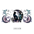 Cosmic black cat and crescent moon waterproof UV DTF transfer sticker for glass cups - Style 6 (UV06)