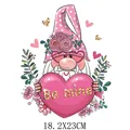 Valentine's Day gnome heat transfer decal with pink heart and 'Be mine' text, 18.2x23cm - Gnome Holding Large Heart Style (DH1245) / 18.2x23cm