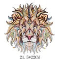 Colorful lion head heat transfer patch with geometric pattern, size 21.5x22cm - Geometric Lion (DH0625)