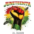 Juneteenth themed heat transfer decal featuring a fist breaking chains, 21.4x23cm size. - Juneteenth Breaking Chains Fist (DF1200)