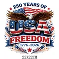 Independence Day heat transfer decal with eagle and US flag design, size 22x22cm. - 250th Anniversary Condor and Flag Design (DF0673)