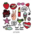 Variety of colorful cartoon heat transfer iron-on patches for DIY clothes, 22x22cm size - Strawberry and Sun Cartoon Mix (DH070) / 22x22cm