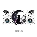 Mystical black cat and moon magic theme UV transfer sticker for 16oz glasses, size 24x11cm - Style 1 (UV01)