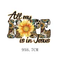 All my HOPE is in Jesus sunflower heat transfer decal, 9x6.7cm size for clothing diy - Hope in Jesus Sunflower (AT0185)