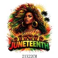 Colorful Juneteenth Black History HTV iron-on sticker for clothes, 21x22cm size variant - African Woman Portrait Colored Splatter (DF1204)