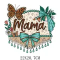 Vinilo textil DTF Mama para el día de la madre con mariposas, tamaño 22x20,7 cm. - Lazo de Perla de Collage Retro (DF0328)
