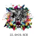 Artistic colorful wolf head graphic heat transfer decal iron-on patch for clothing 22.6x19.8cm - Artistic Wolf Head (DH0736)