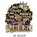 Patch transfert thermique Black Queen pour vêtements, sticker décoration, taille 20.9x24cm. - Style Femme Noire Couronnée Citations d'Éloge (DH1472)