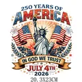 American Independence Day heat transfer decal with Statue of Liberty design 20.3x23cm - 2026 Statue of Liberty Commemorative Design (DF0685)