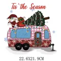 Festive Christmas camper van and gnome iron-on heat transfer decal sticker 22.6x21.9cm - Christmas RV (DH1882) / 22.6x21.9cm