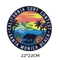 California Surf Contest strijkapplicatie met beer en palmbomen ontwerp, maat 22x22cm - Californië Surf Schedel (DH0347)