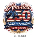 Patriotic America 250 Years of Freedom heat transfer iron-on patch 21.6x22cm size - 250th Anniversary Golden Wheat Ears Commemorative Design (DF0693)