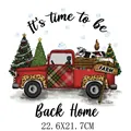 Christmas red truck farm animal heat transfer sticker for clothing, size 22.6x21.7cm - Vintage Red Truck (DH1883) / 22.6x21.7cm