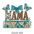 Parche de transferencia DTF MAMA leopardo para el día de la madre con mariposas - Girasol de Leopardo con Lazo Azul (DF0330)
