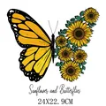 Sunflower and butterfly heat transfer iron-on decal for clothing 24x22.9cm - Sunflower and Butterfly Style (DH1421) / 24x22.9cm
