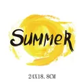 Décalcomanie de transfert thermique d'été avec graphique de soleil, 24x18,8 cm - Cercle Jaune Texte Été (DH1375)